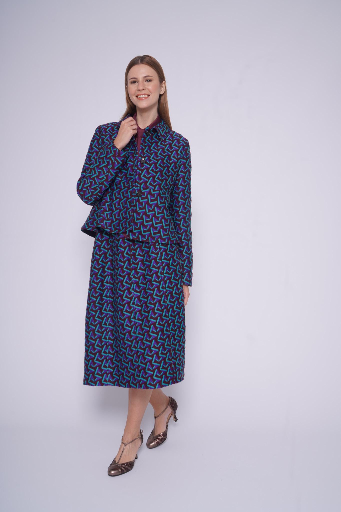 Giacca svasata 12463GEOMETRIC MULTI ODEEH