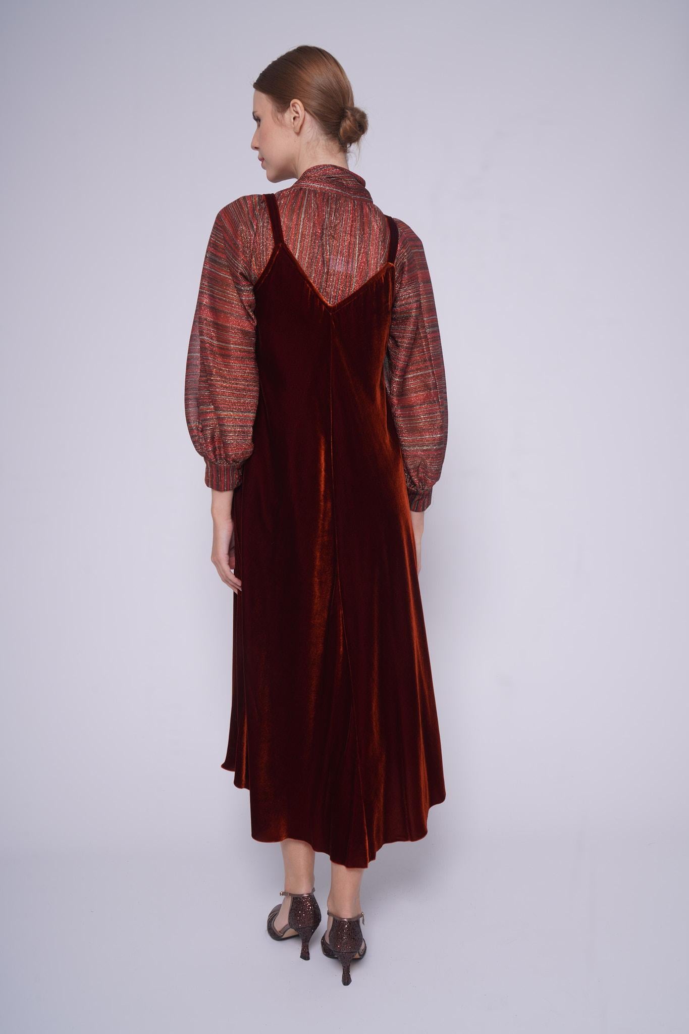 Abito velluto RUBYVELLUTO MARRONE MININA