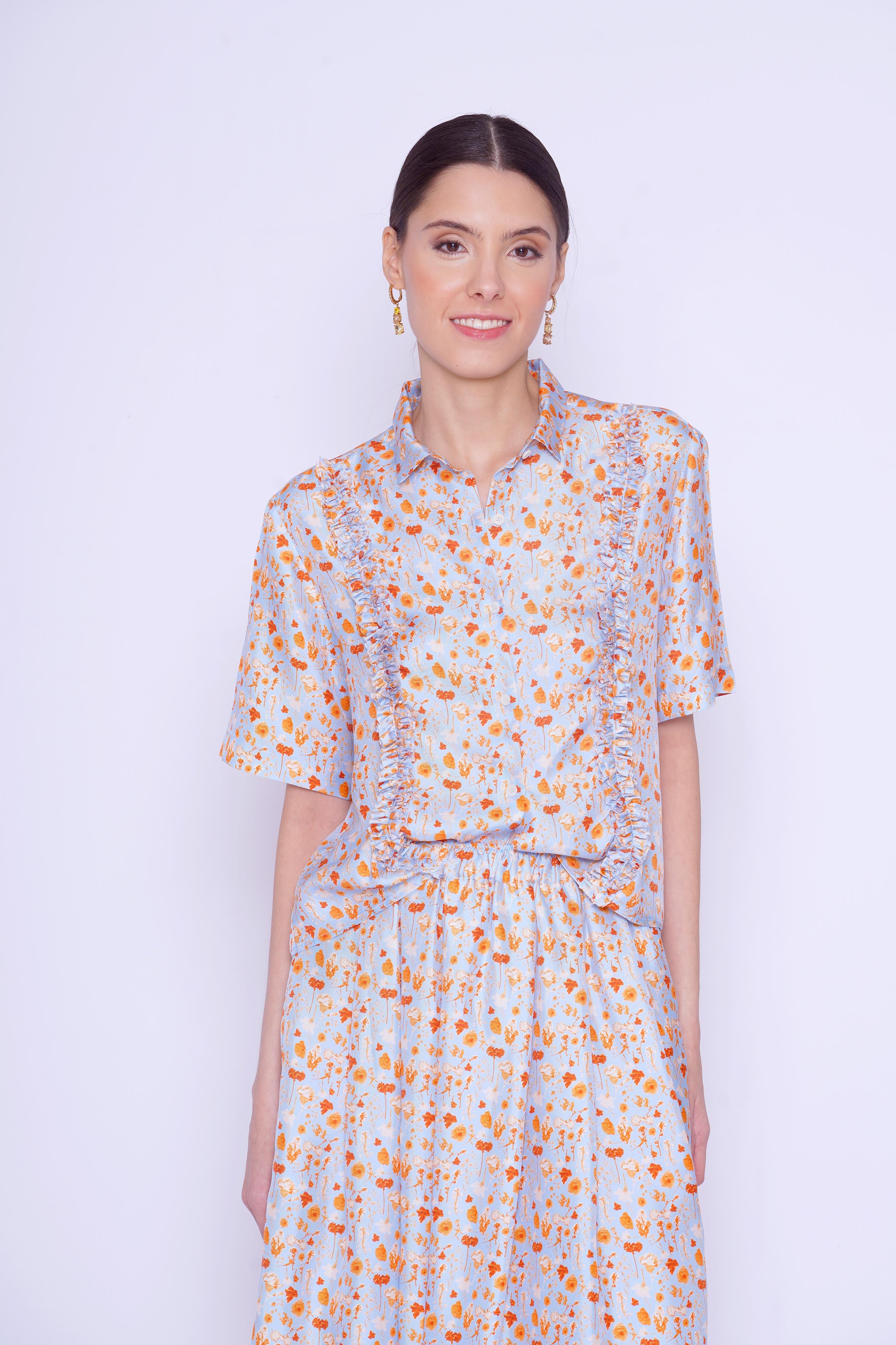 CAMICIA DI SETA CON FIORI 