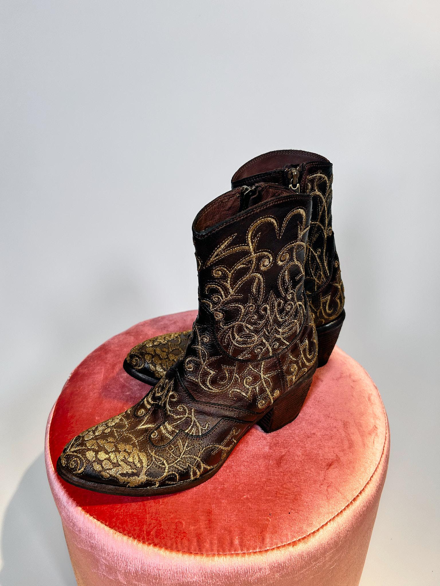 Stivali marroni con ricami oro 3917 IGNISRICAMI ORO MARRONE Fauzian Jeunesse