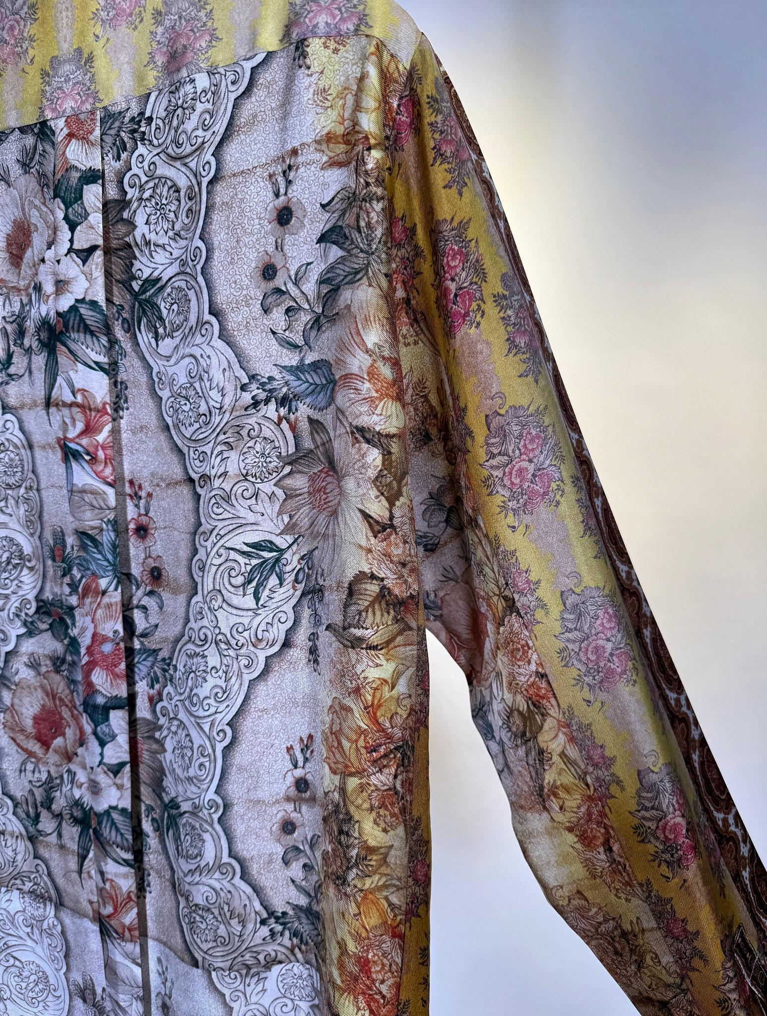 Camicia in seta stampa floreale 516221SETA BEIGE Pierre-Louis Mascia