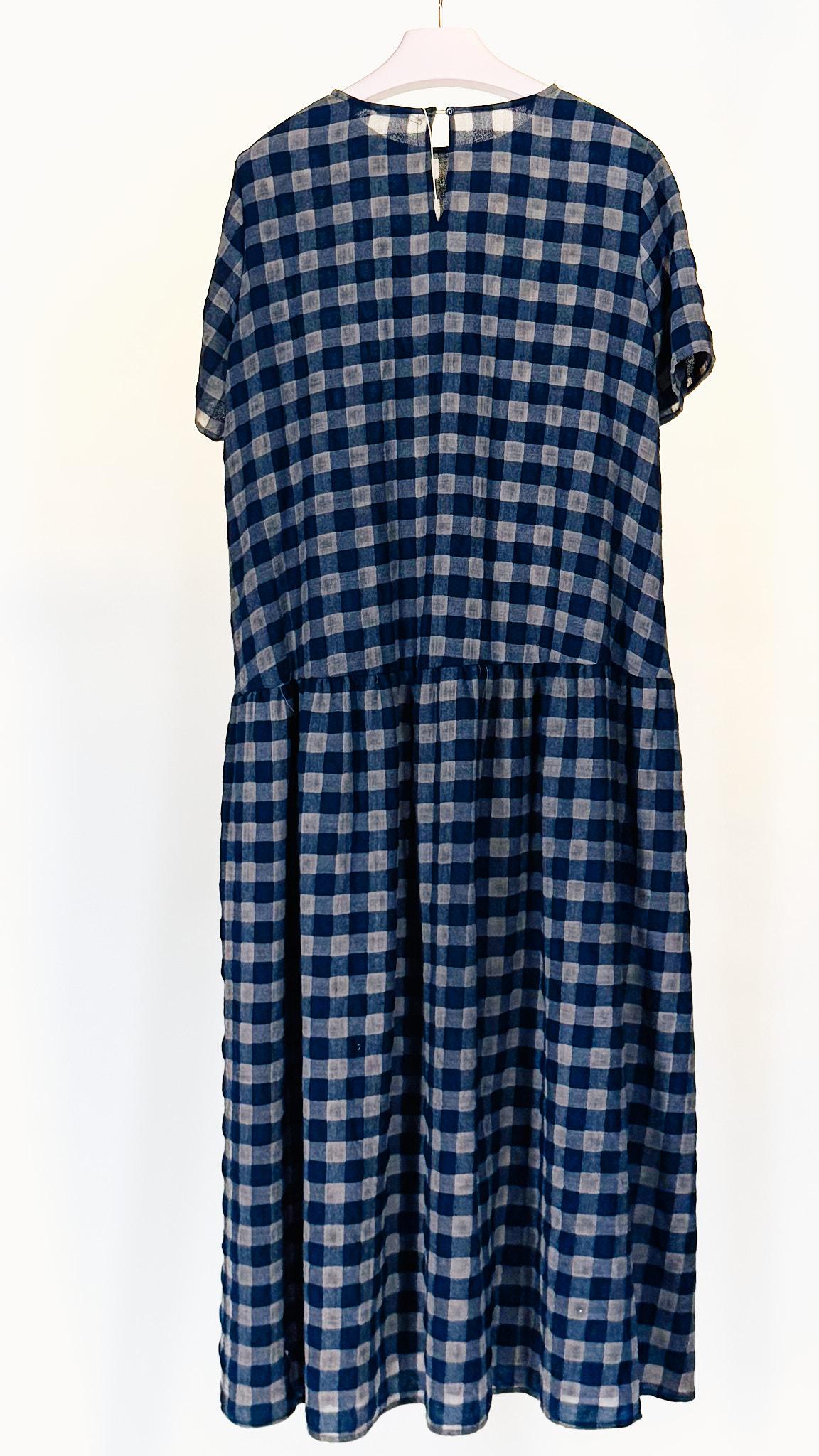 Abito oversize P1649QUADRI BLUBEIGE Apuntob