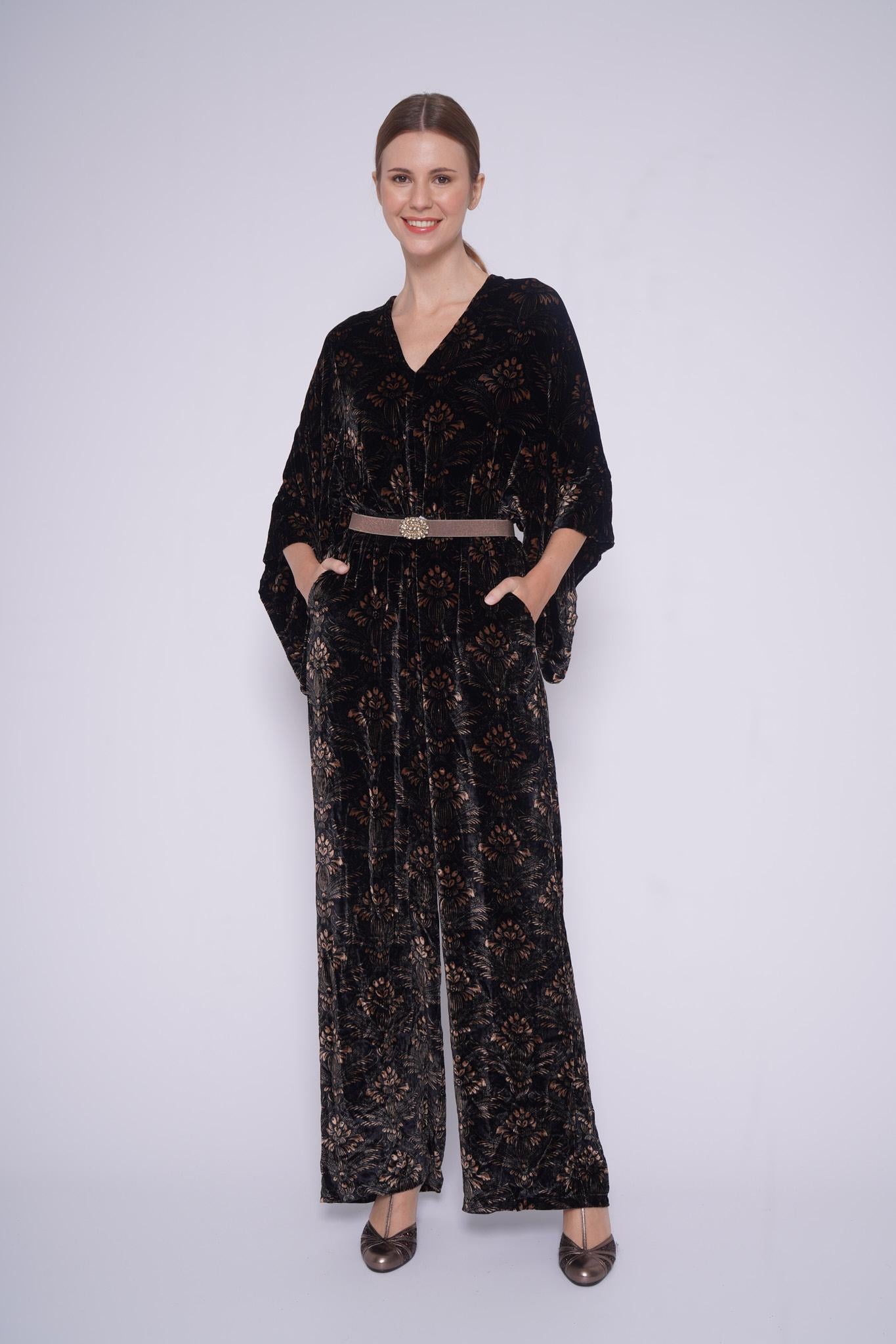 Tuta in velluto BOECIO VELVET 1268VELLUTO NERO siyu