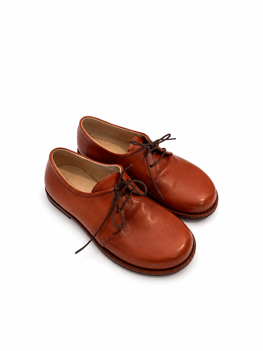 Mocassino stringato in pelle mattone 