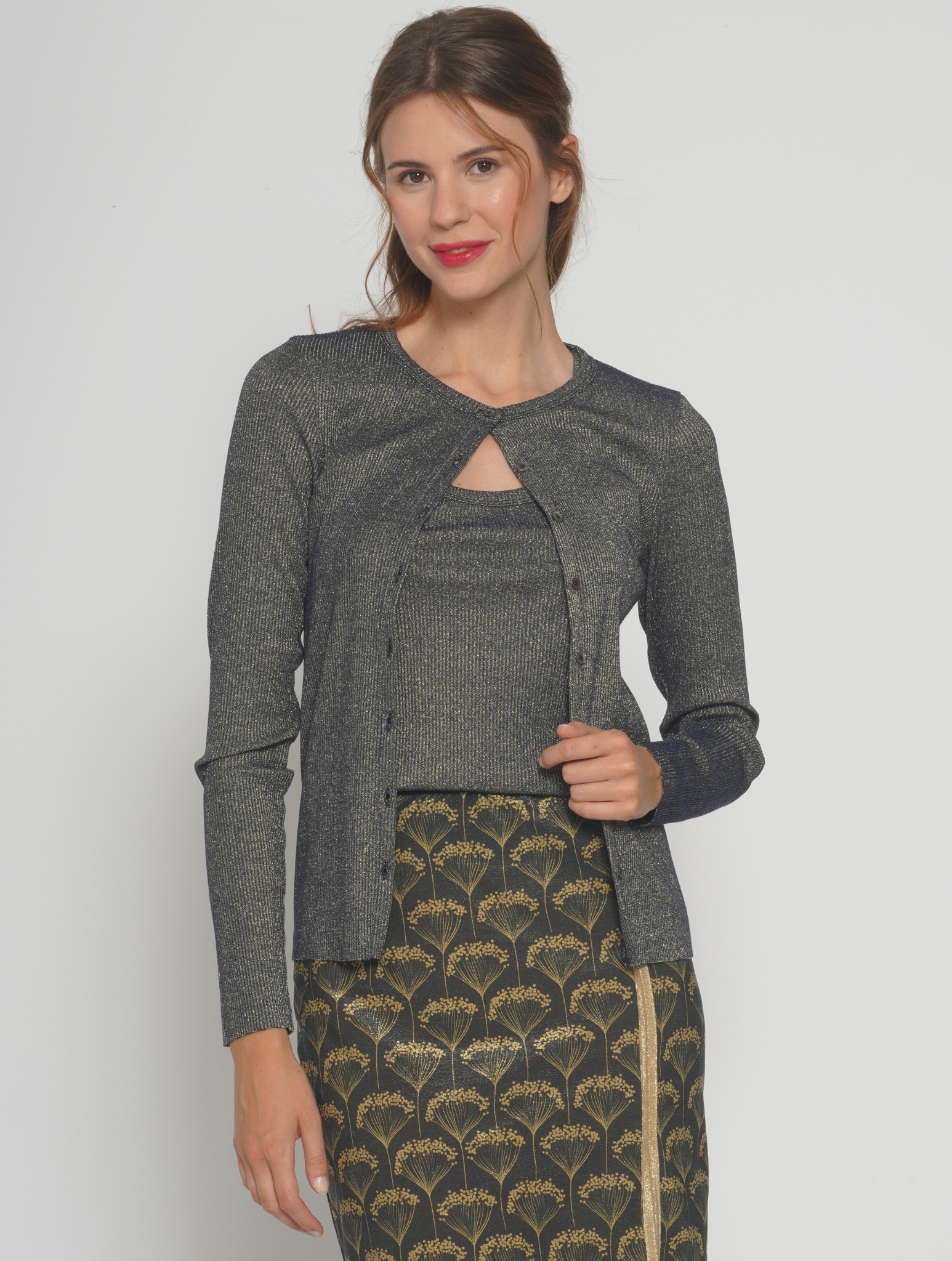 Cardigan in lurex blu 