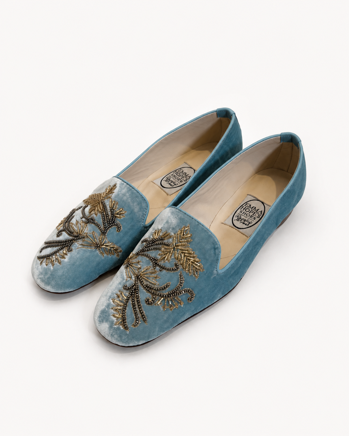 Loafer Ivy leaf in velluto azzurro 