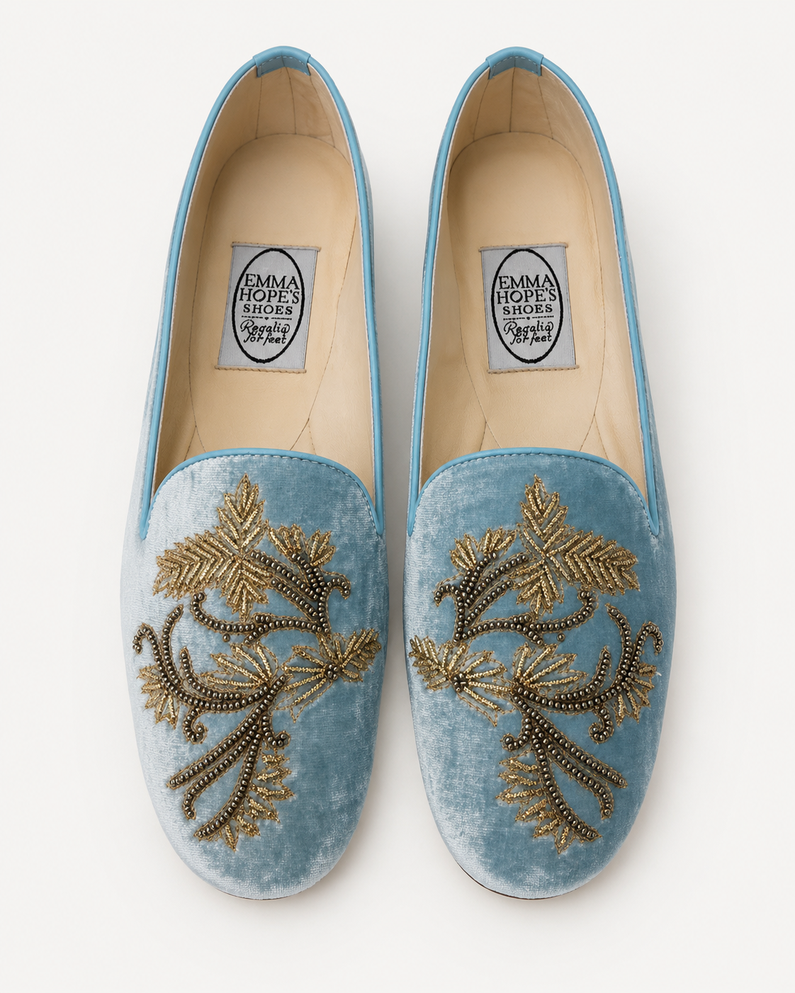 Loafer Ivy leaf in velluto azzurro 