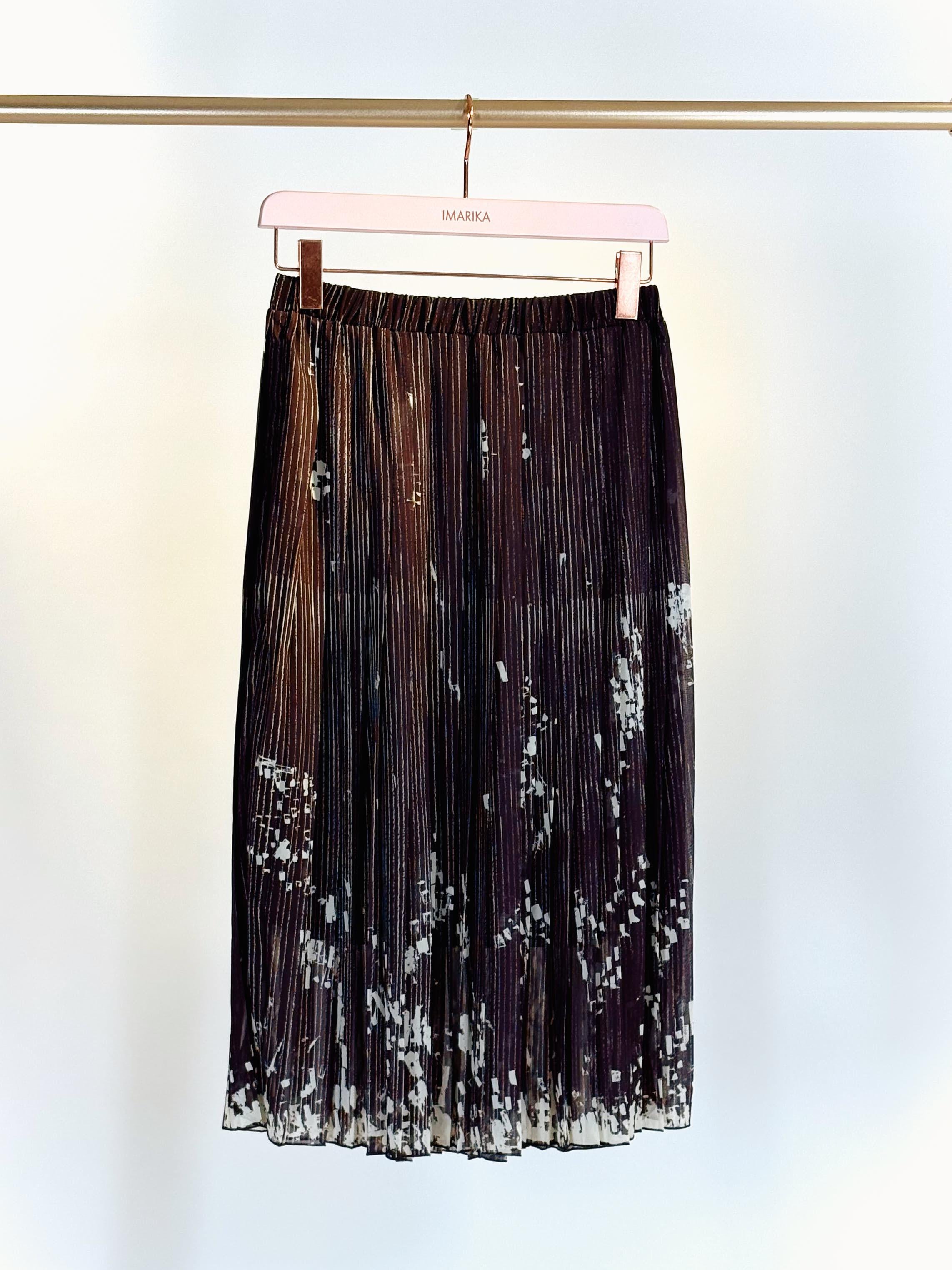 Gonna Plissettata TJ07BHERB FLOWER MARRONE Yoshi Kondo