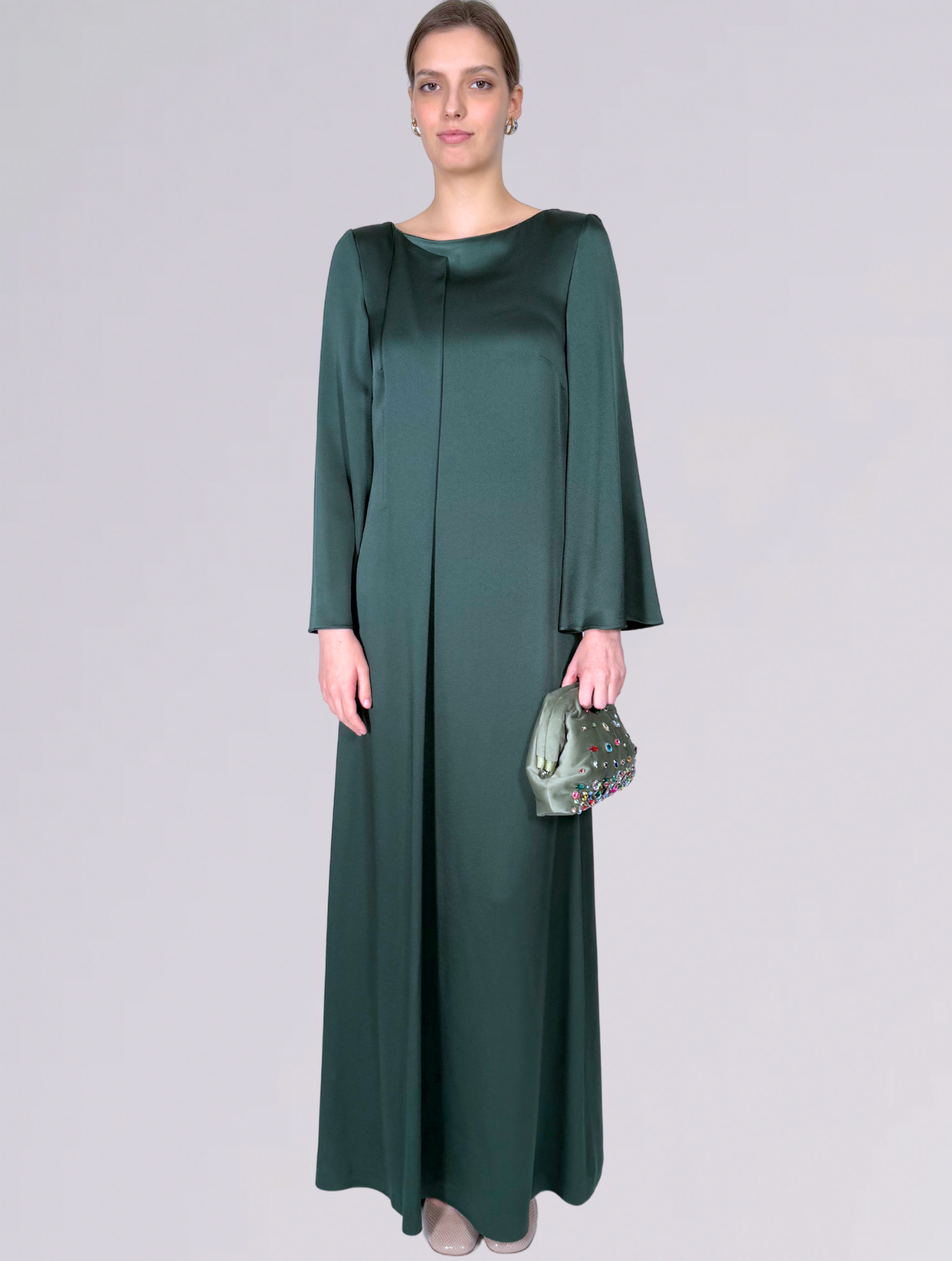 Abito lungo dritto AB502426VERDE Sartoria 74