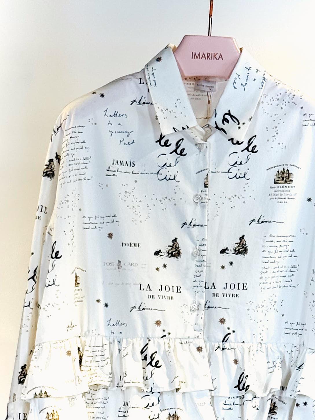 Camicia con volant DINA 25192WORDS MULTI LATTE FRIDA ZAZOU