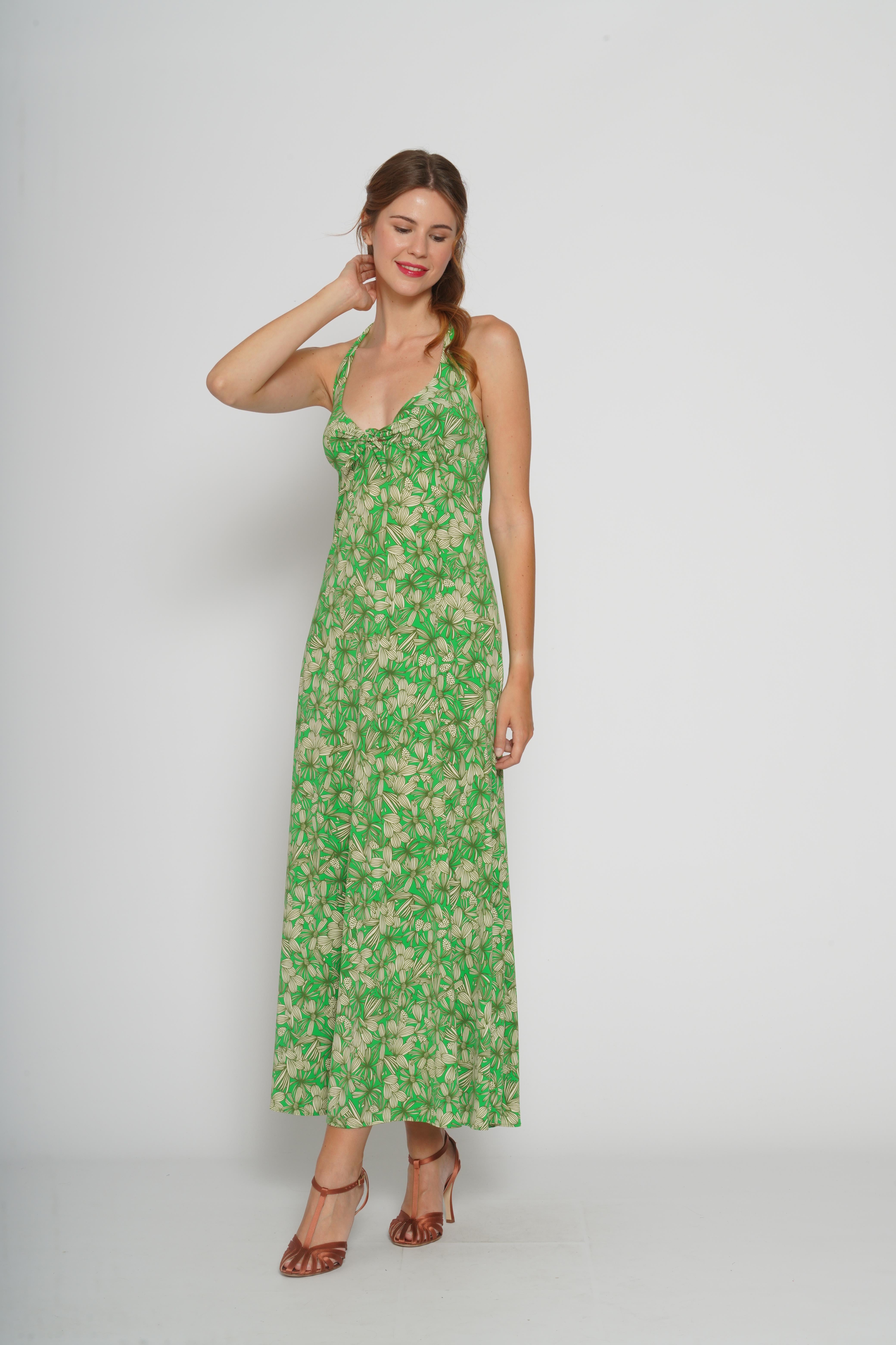 Abito verde a fiori 