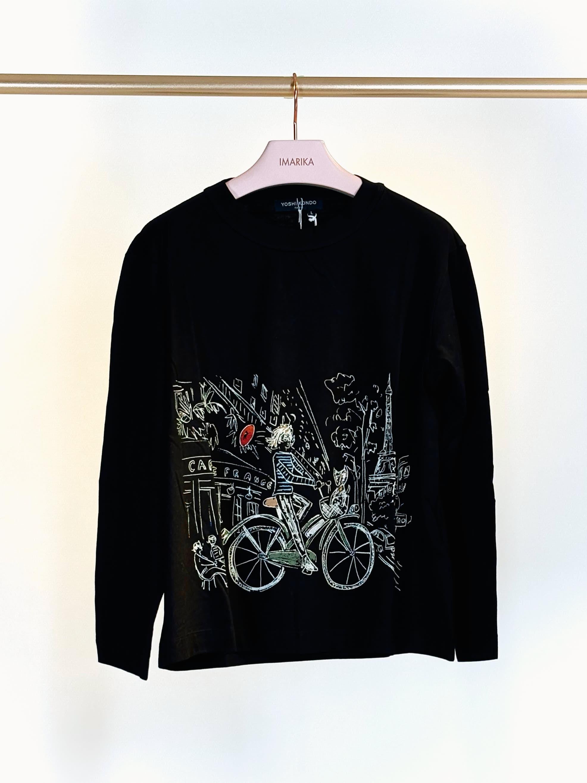 T-shirt manica lunga TB02HLEFT BIKE NERO Yoshi Kondo