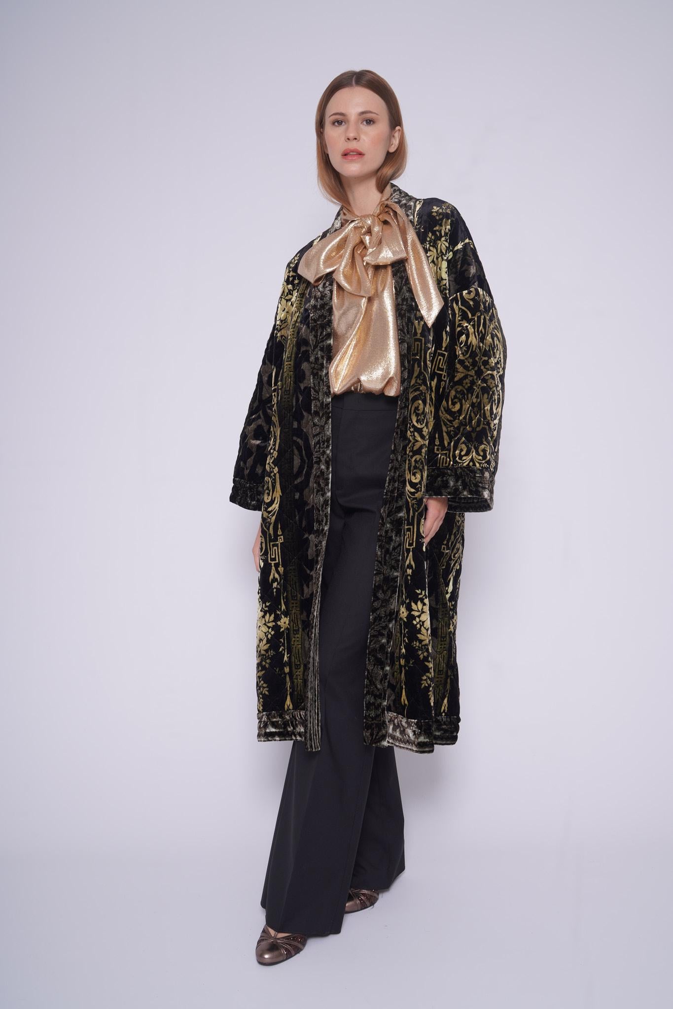 Spolverino in velluto 516455VELLUTO NERO BIANCO Pierre-Louis Mascia