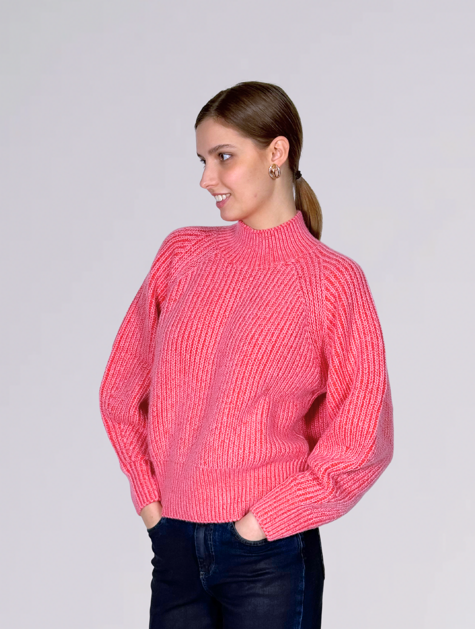 Maglione collo alto 82300ROSA ODEEH