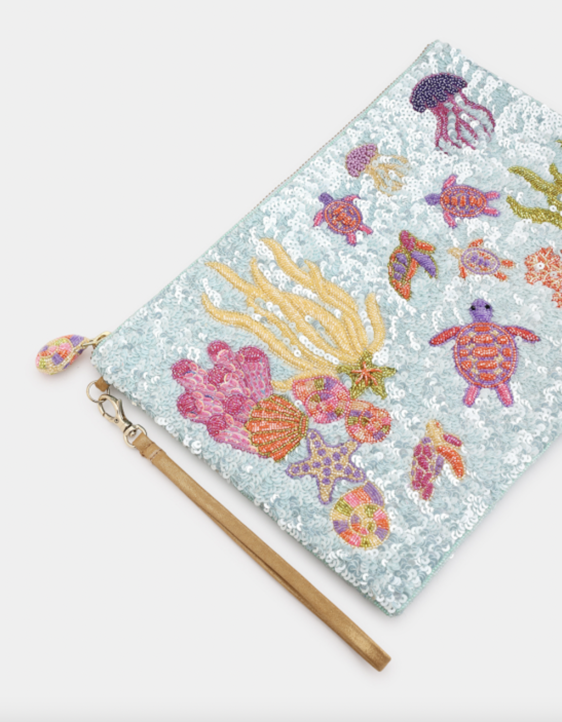Pochette con paillettes azzurro 