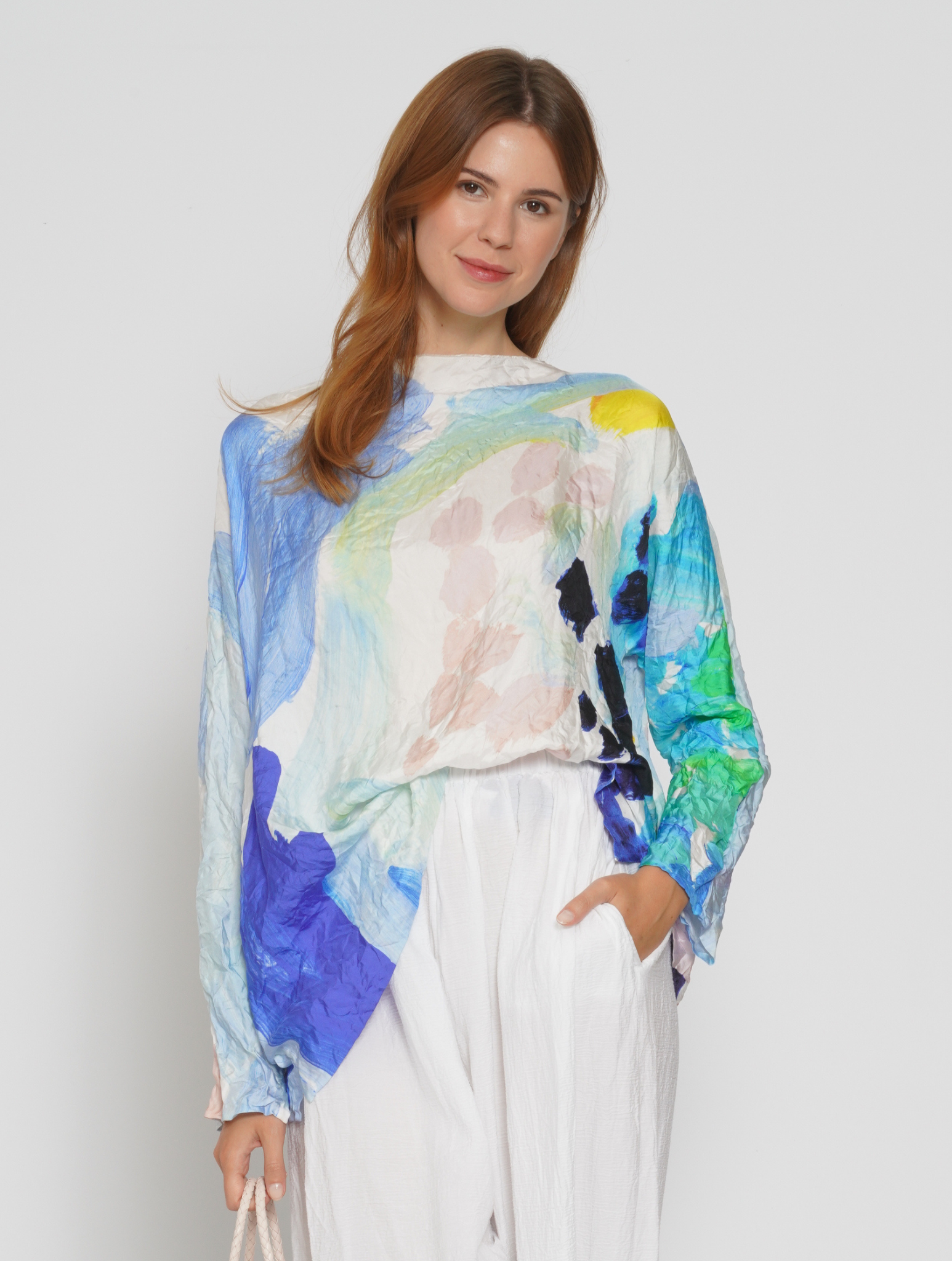 Top di seta multicolor 
