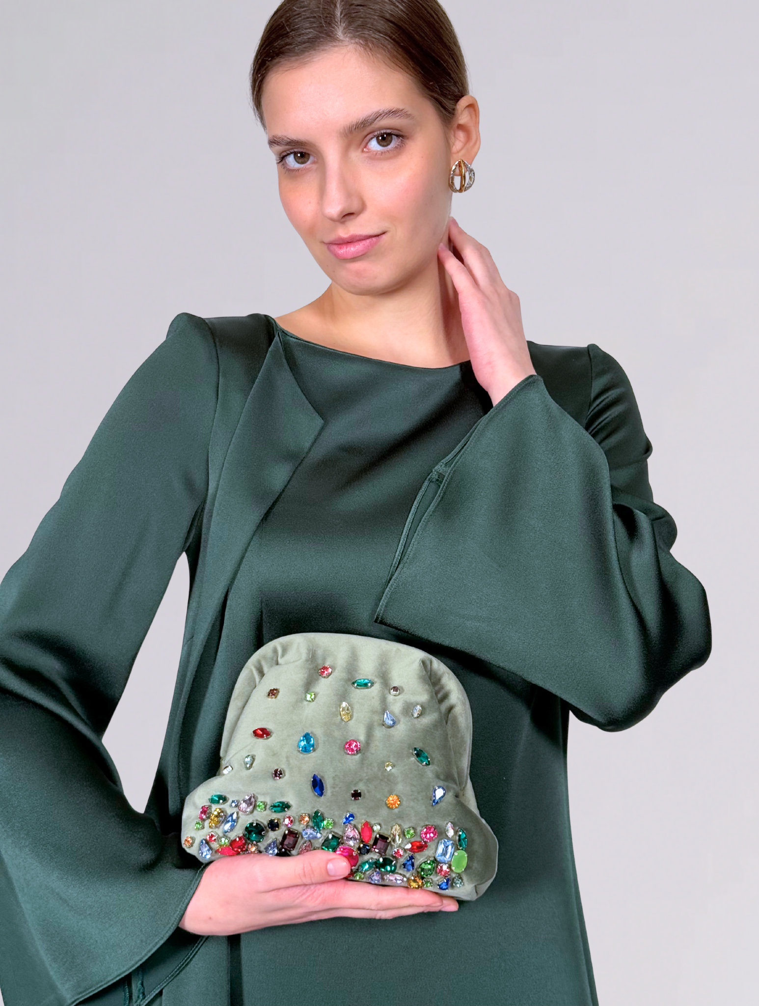 Abito lungo dritto AB502426VERDE Sartoria 74