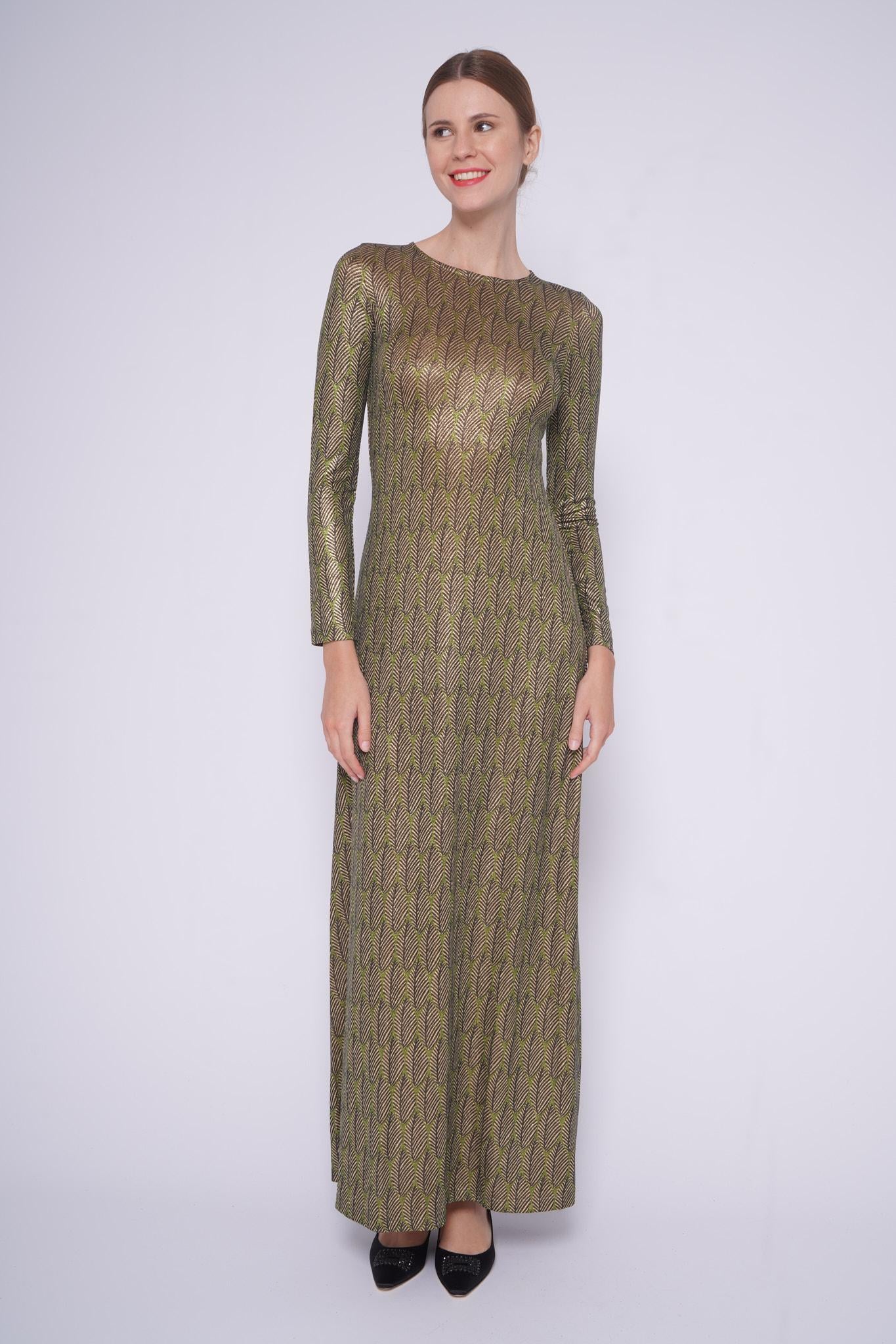 Abito lurex POE 882LFOGLIE ORO VERDE siyu