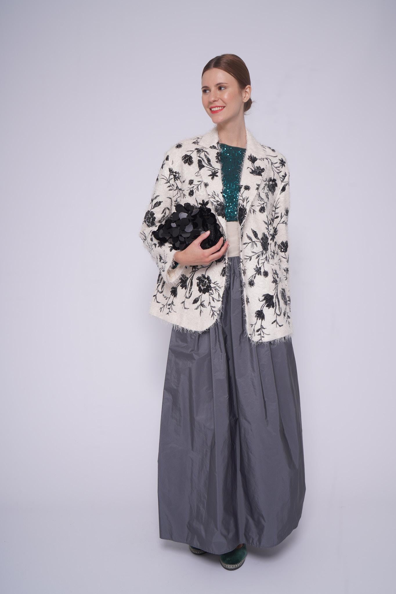 Giacca blazer oversize BG316FIORI BIANCO Co.Go