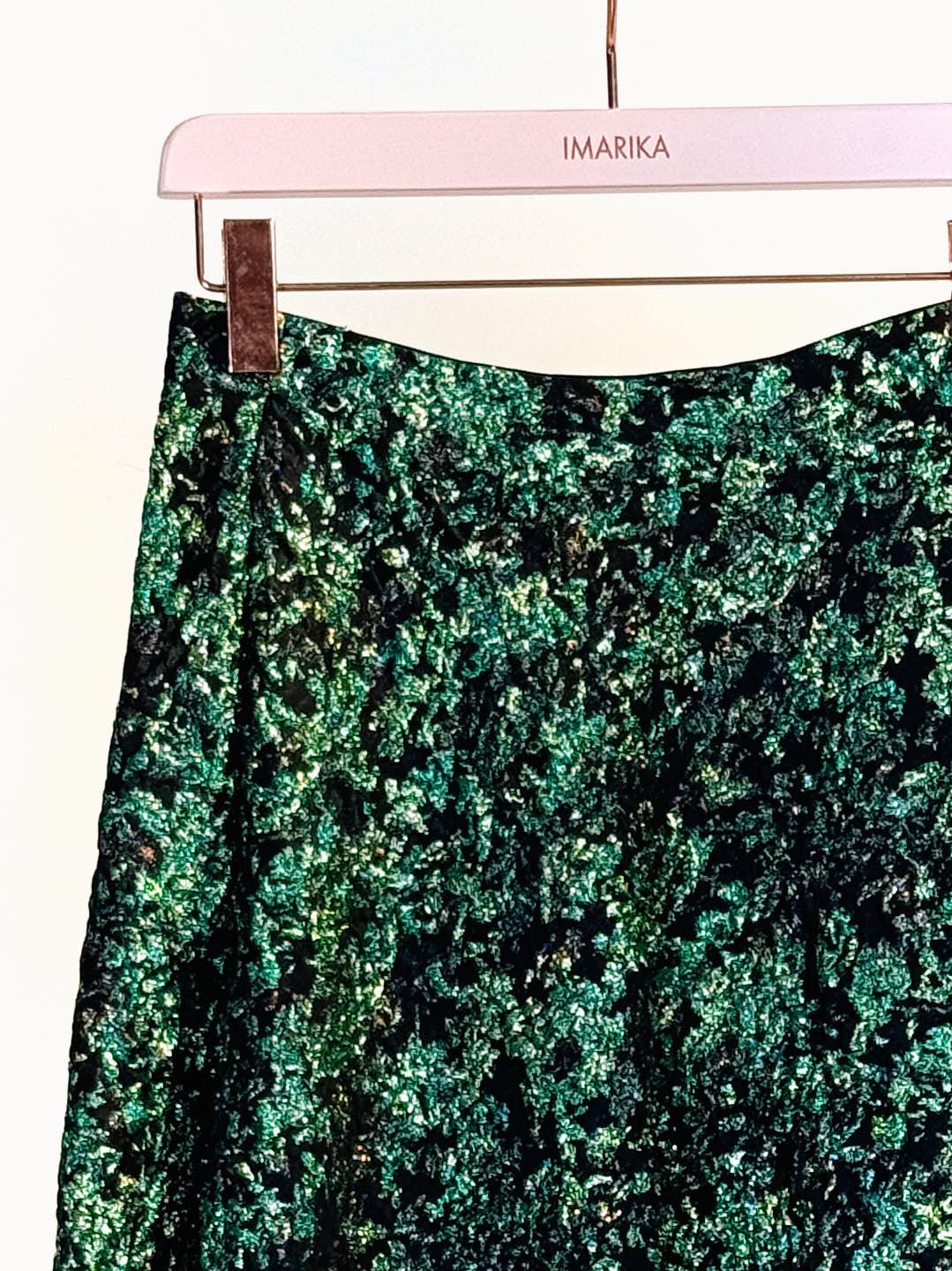 Gonna ampia lurex 52042PEACOCK VERDE ODEEH