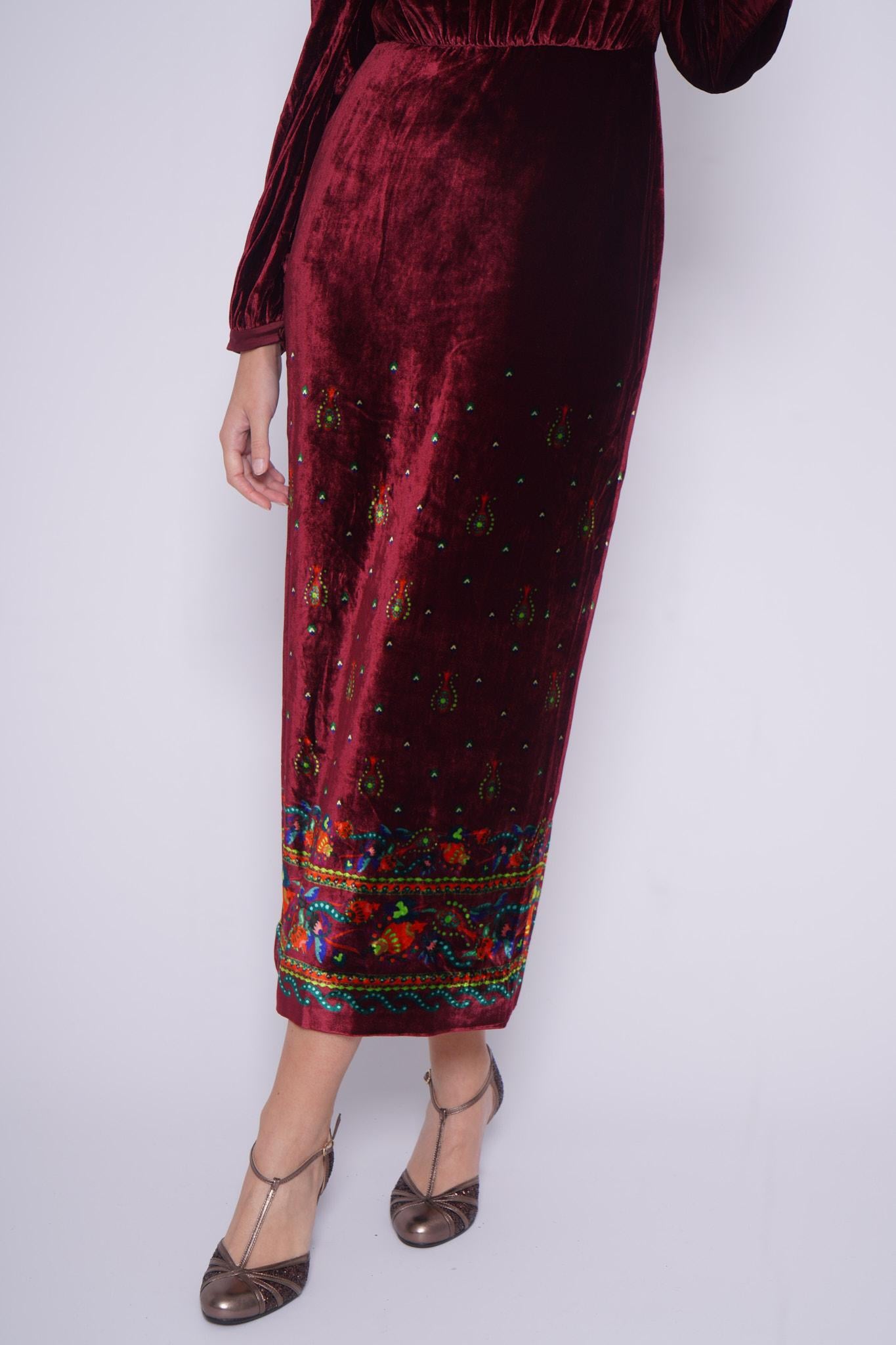 Abito in velluto DOMINO 10298VVELLUTO BORDEAUX saloni